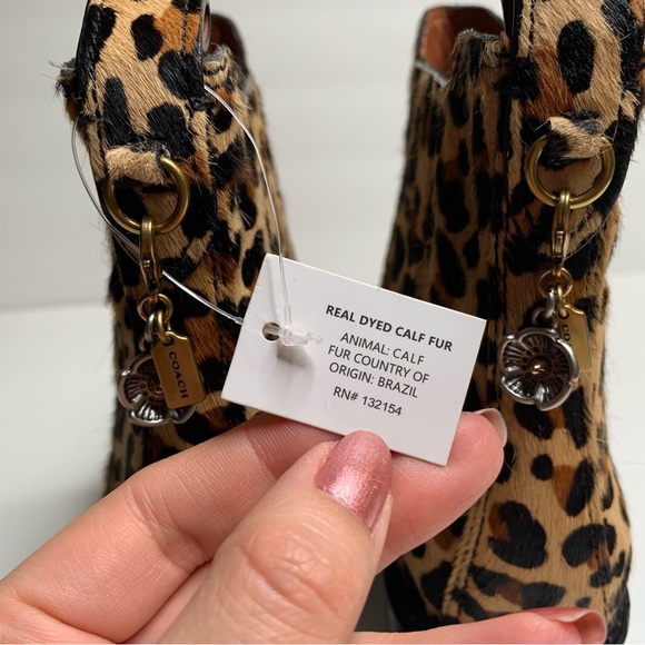 NEW Coach Bowery Chelsea Calf Fur Cheetah Print Booties 5.5 - Picture 8 of 10